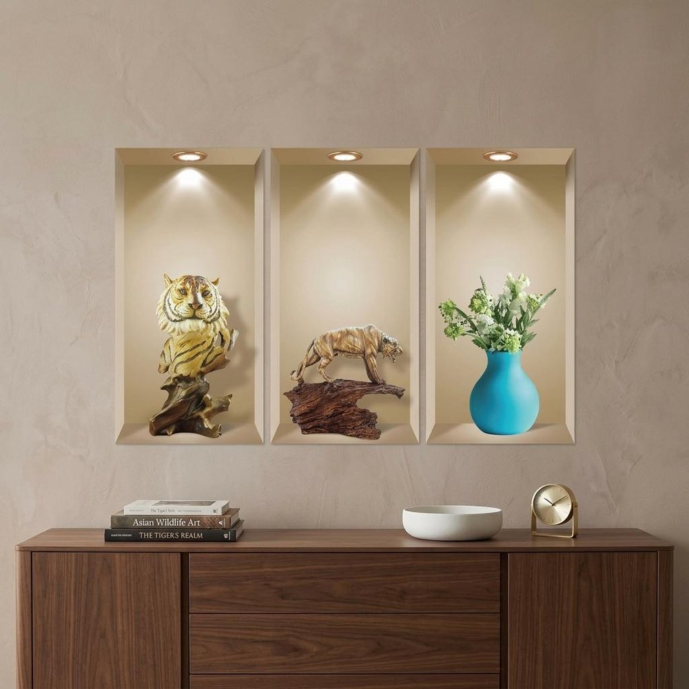 Set of Three Ana Faux Niche 3D Peel and Stick Wall Decals