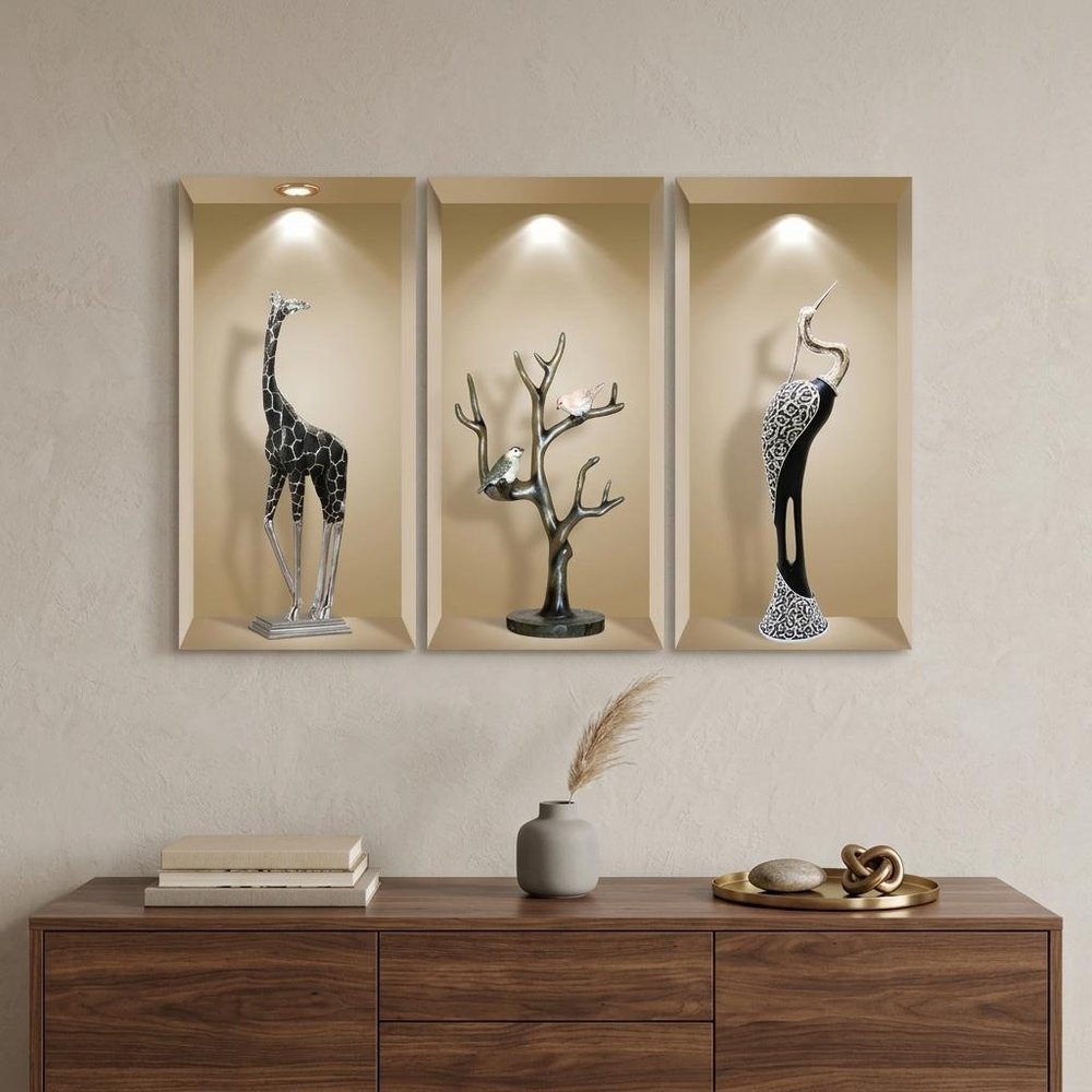 Set of Three Aga Faux Niche 3D Peel and Stick Wall Decals