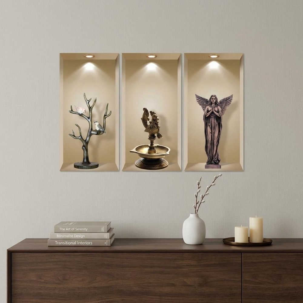 Set of Three Acy Faux Niche 3D Peel and Stick Wall Decals