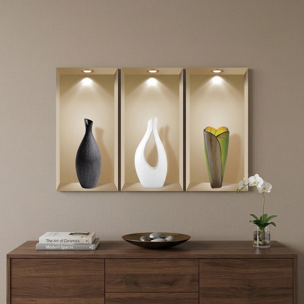 Set of Three Gia Faux Niche 3D Peel and Stick Wall Decals