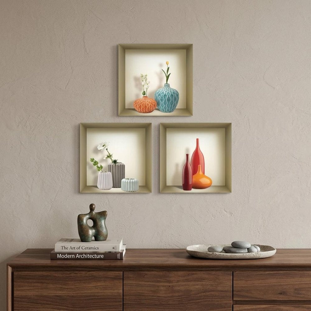 Set of Three Liv Faux Niche 3D Peel and Stick Wall Decals