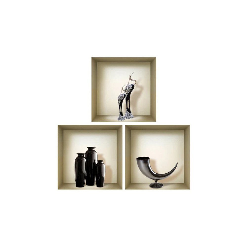 Set of Three Ian Faux Niche 3D Peel and Stick Wall Decals