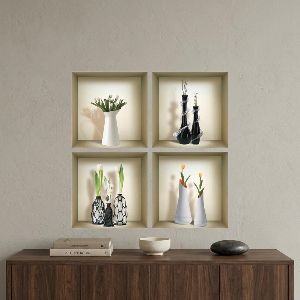 Set of Four jay Faux Niche 3D Peel and Stick Wall Decals