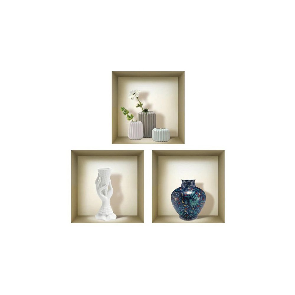 Set of Three Gio Faux Niche 3D Peel and Stick Wall Decals