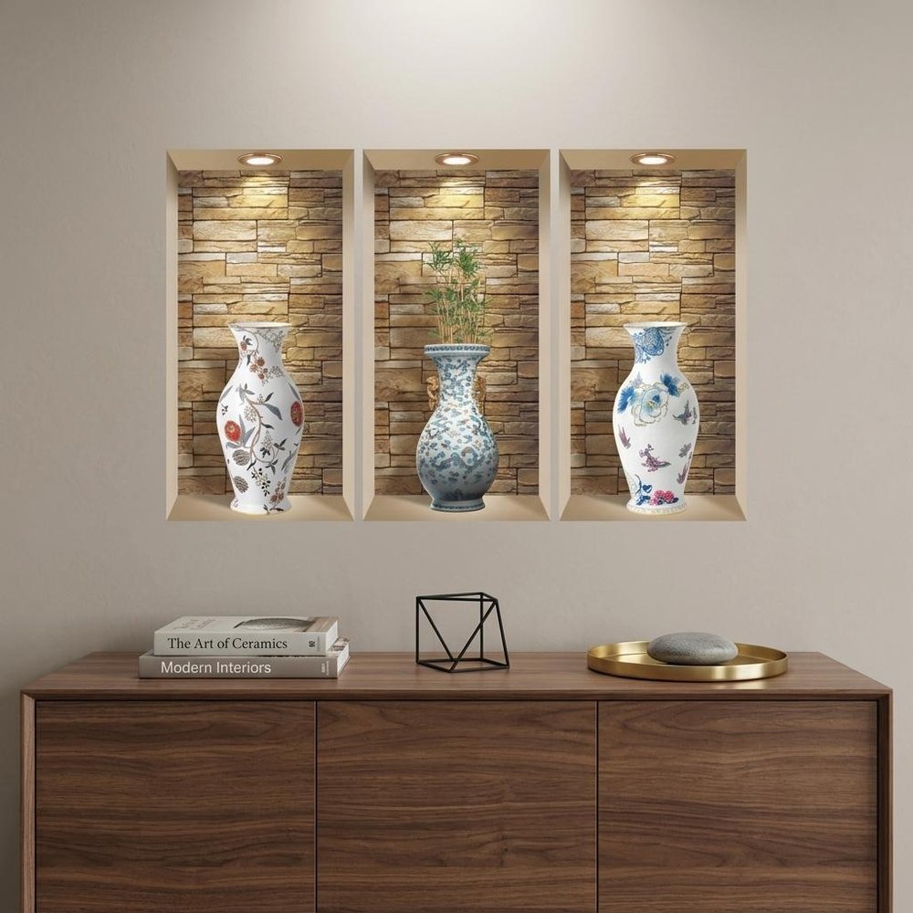 Set of Three Tia Faux Niche 3D Peel and Stick Wall Decals