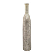 35" Silver Floral Glass Cylinder Floor Vase
