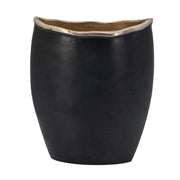 10" Black And Gold Cast Aluminum Oval Table Vase