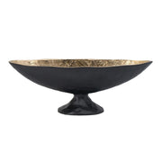 14" Black And Gold Aluminum Oval Pedestal Centerpiece Bowl