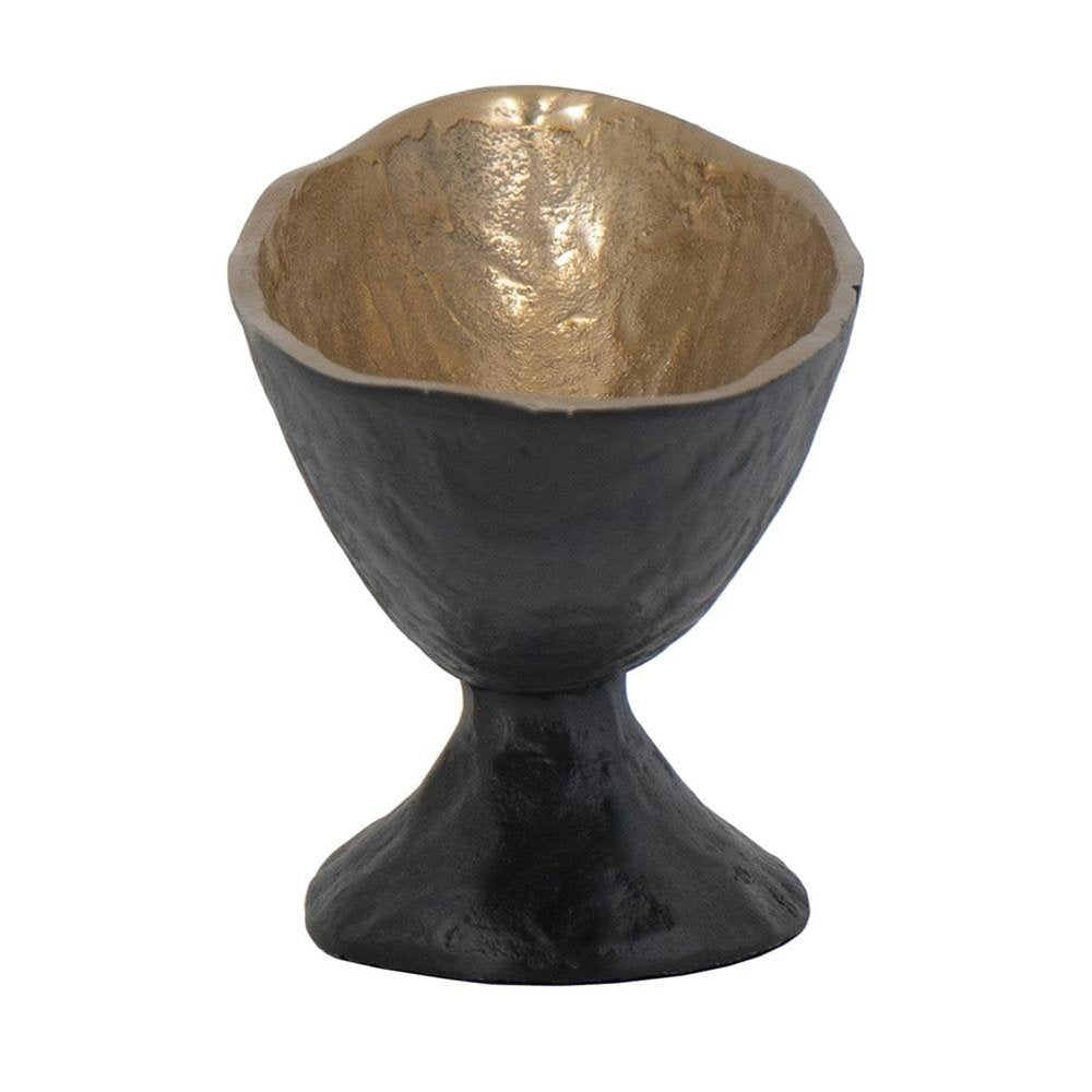 14" Black And Gold Aluminum Oval Pedestal Centerpiece Bowl