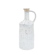 13" White Terracotta Cylinder Jug Vase
