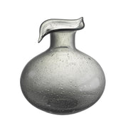9" Light Gray Bubble Glass Round Table Vase