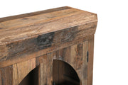72" Brown Distressed Reclaimed Wood Sideboard With Four Glass Doors