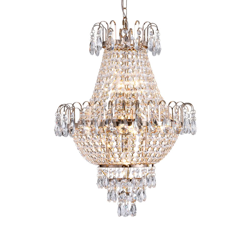 Gold Seven Light Metal Chandelier With Gold Shades