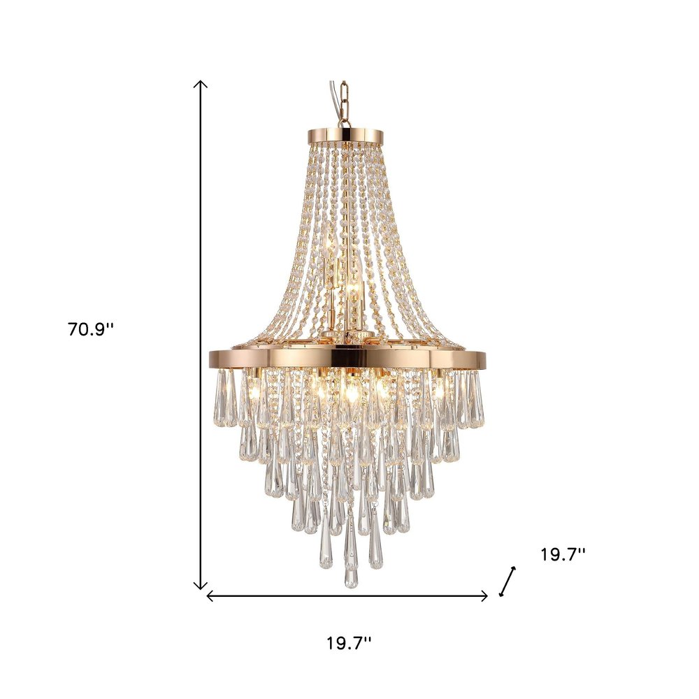 Gold Eleven Light Metal Chandelier With Gold Shades