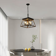 Black Four Light Metal Chandelier With Black Shades