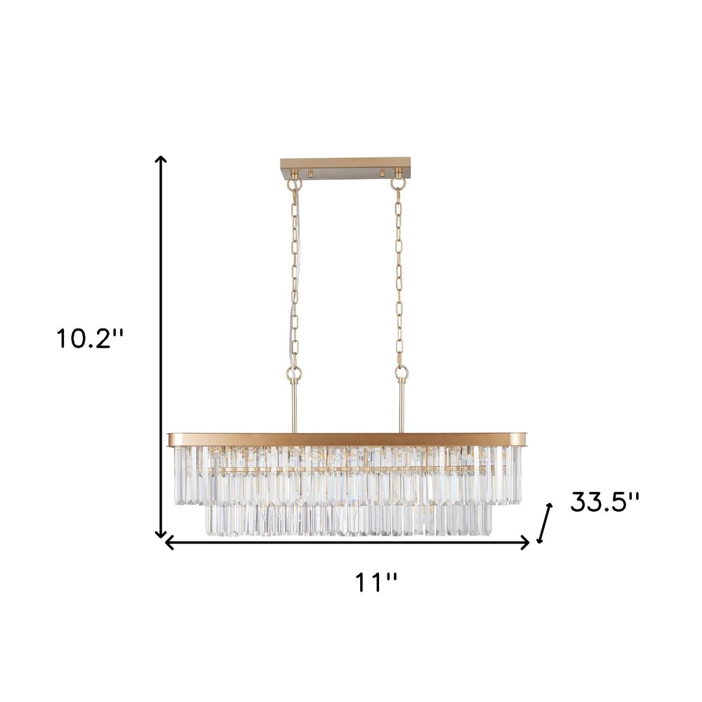 Gold Eleven Light Metal Chandelier With Gold Shades