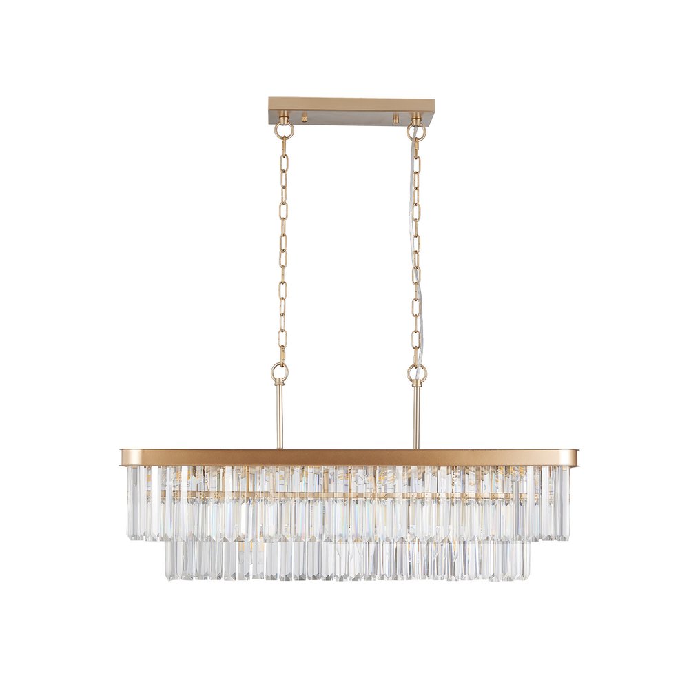 Gold Eleven Light Metal Chandelier With Gold Shades