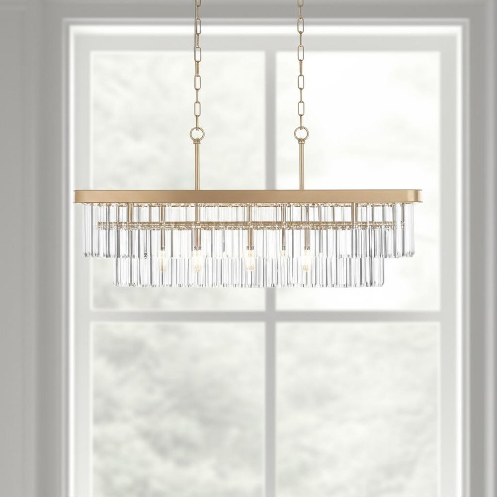 Gold Eleven Light Metal Chandelier With Gold Shades