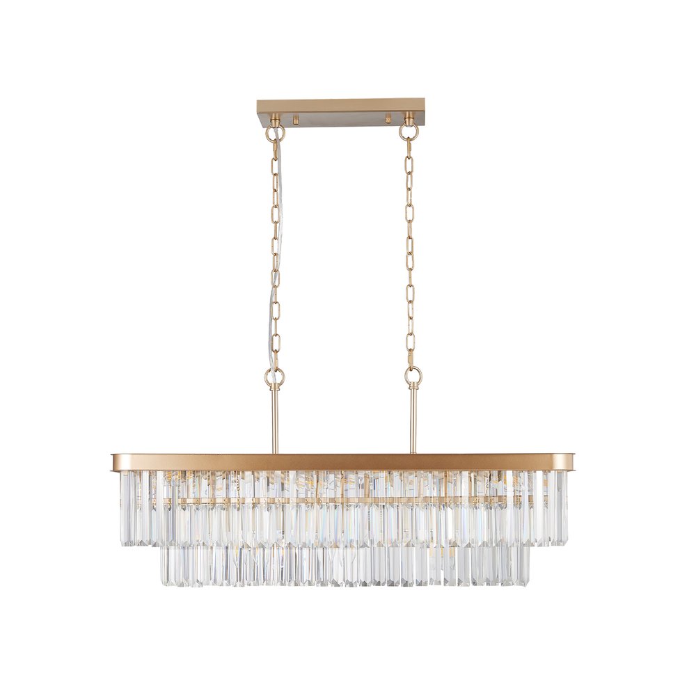 Gold Eleven Light Metal Chandelier With Gold Shades