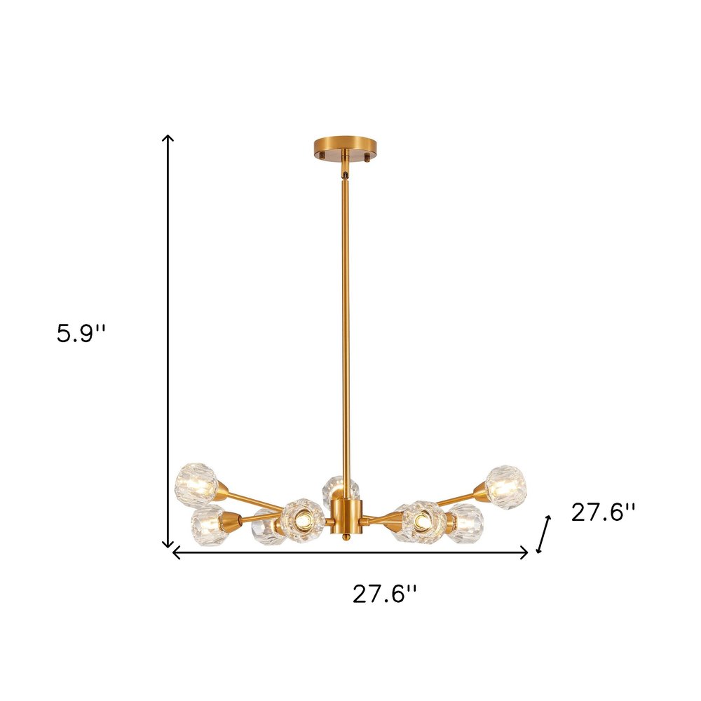 Gold Nine Light Metal Chandelier