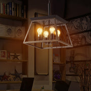 Gold Four Light Metal Chandelier With Gold Shades