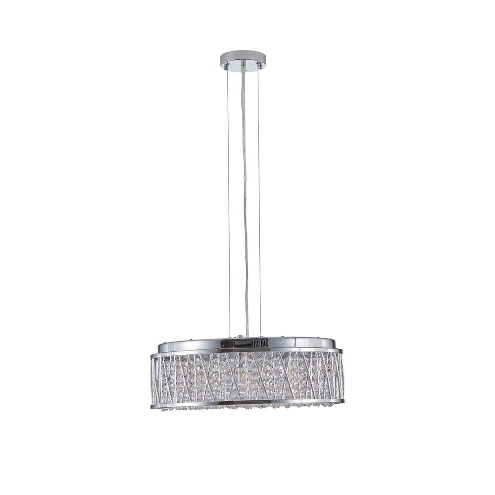 Silver Seven Light Metal Chandelier With Silver Shades