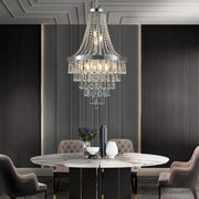 Amber Ten Light Metal Chandelier With Amber Shades