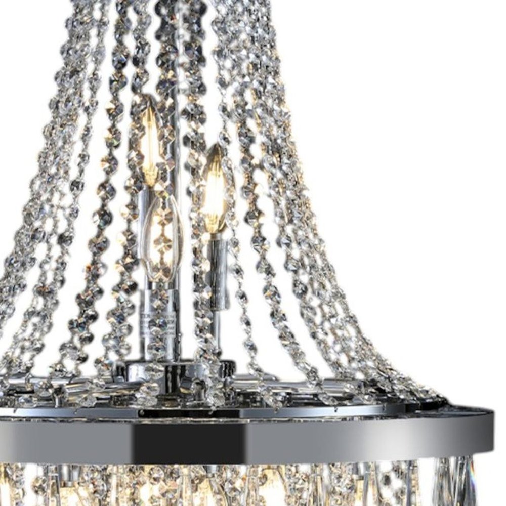 Amber Ten Light Metal Chandelier With Amber Shades