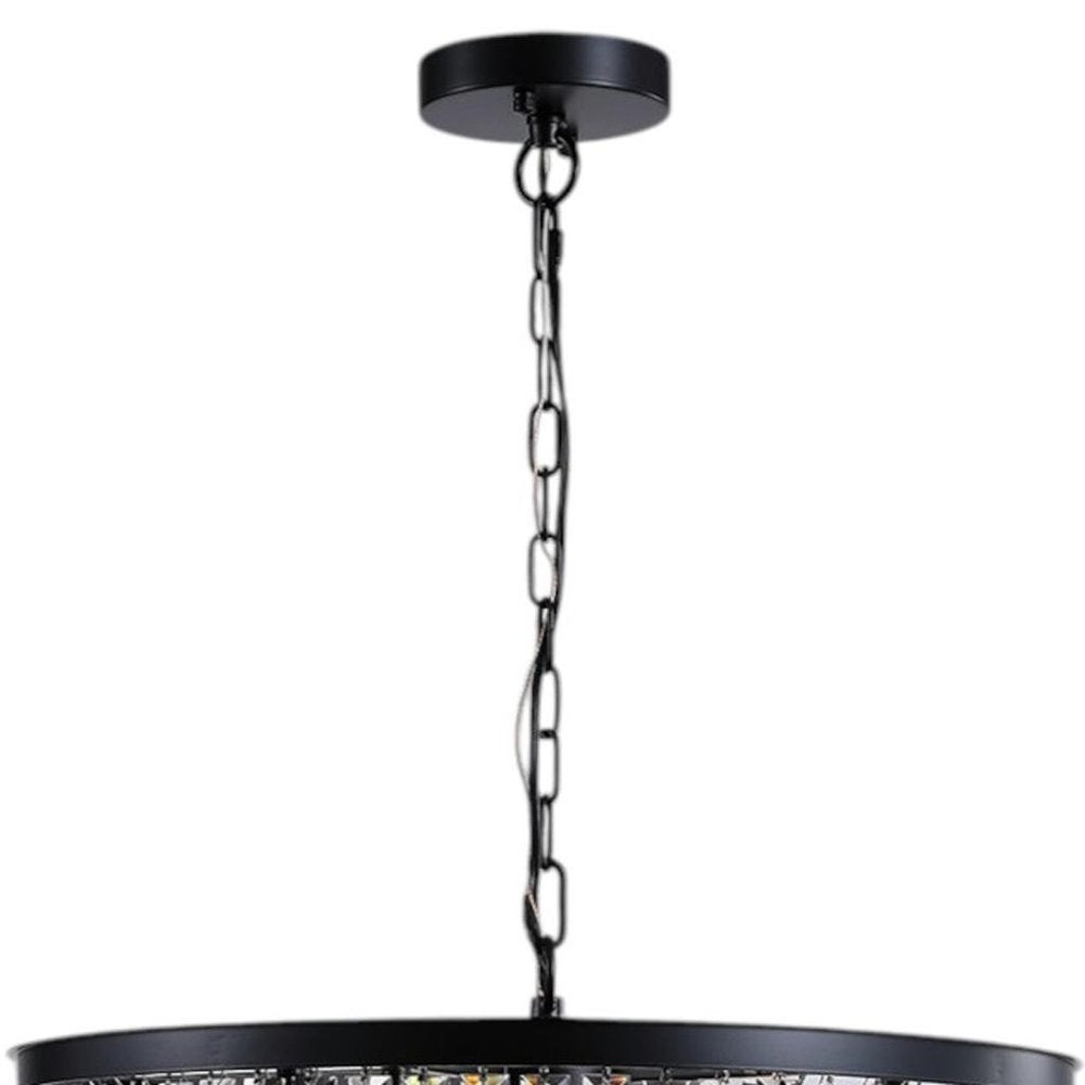 Black Seven Light Metal Chandelier With Black Shades