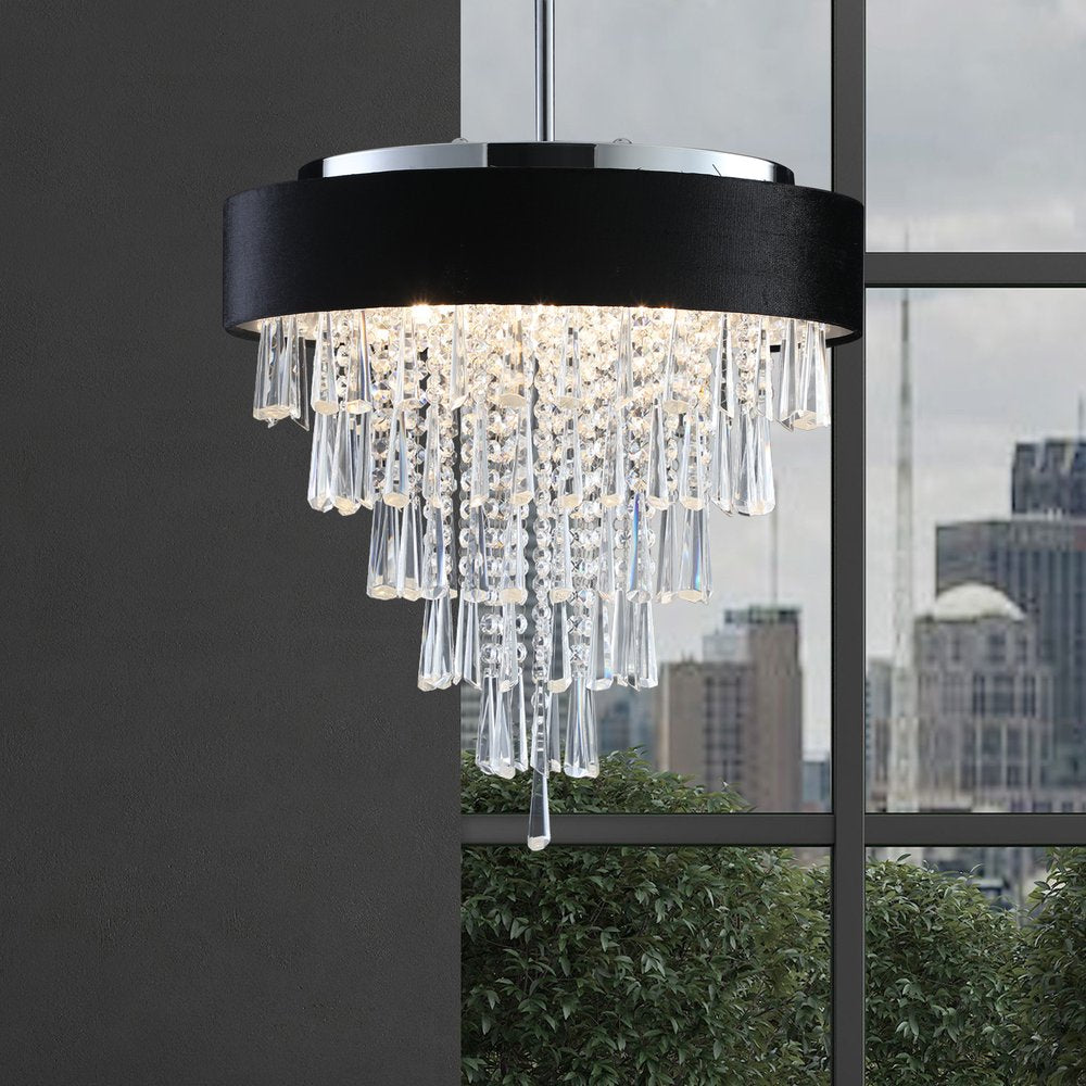 Clear Five Light Crystal Chandelier With Clear Shades