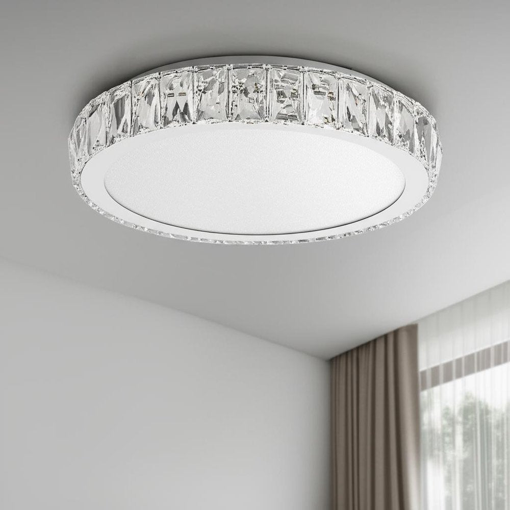 Clear Crystal Flush Chandelier With Clear Shades