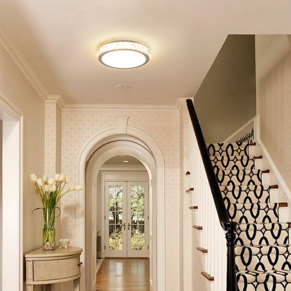 Clear Crystal Flush Chandelier With Clear Shades