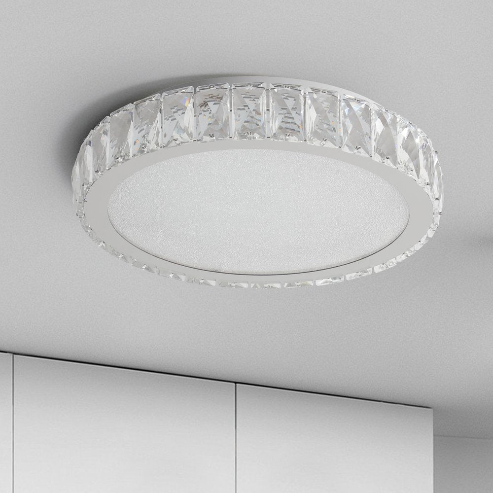 Clear Crystal Flush Chandelier With Clear Shades