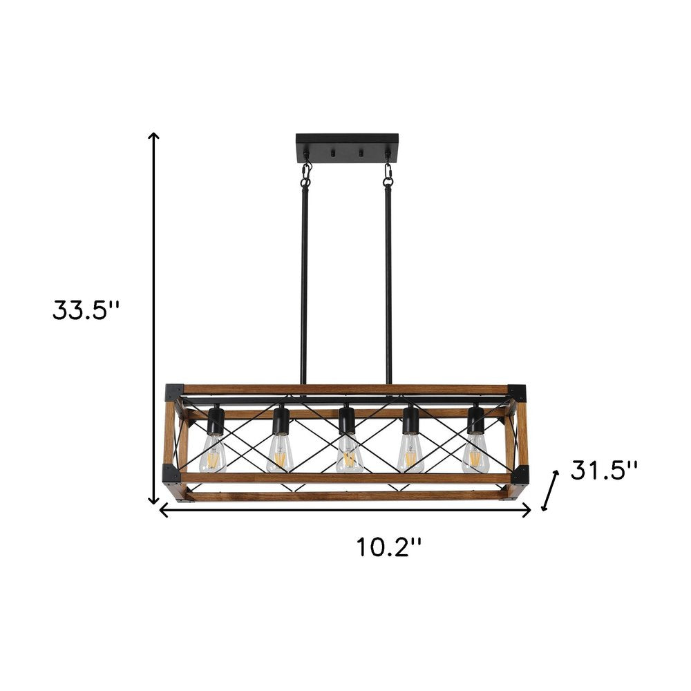 Brown Five Light Metal Chandelier With Brown Shades