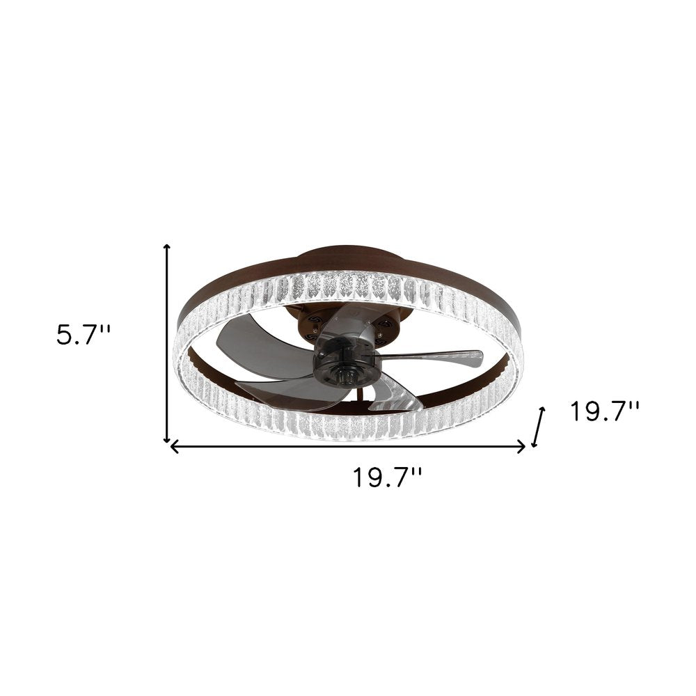 Brown Metal Smart Enabled Semi-Flush Chandelier With Brown Shades