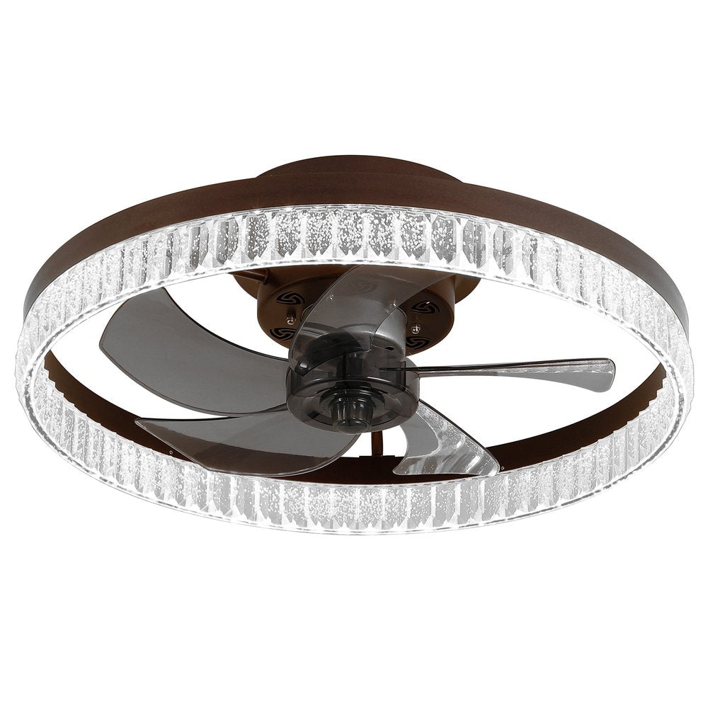 Brown Metal Smart Enabled Semi-Flush Chandelier With Brown Shades