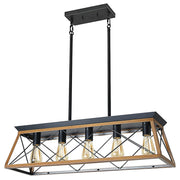 Brown Five Light Metal Chandelier With Brown Shades