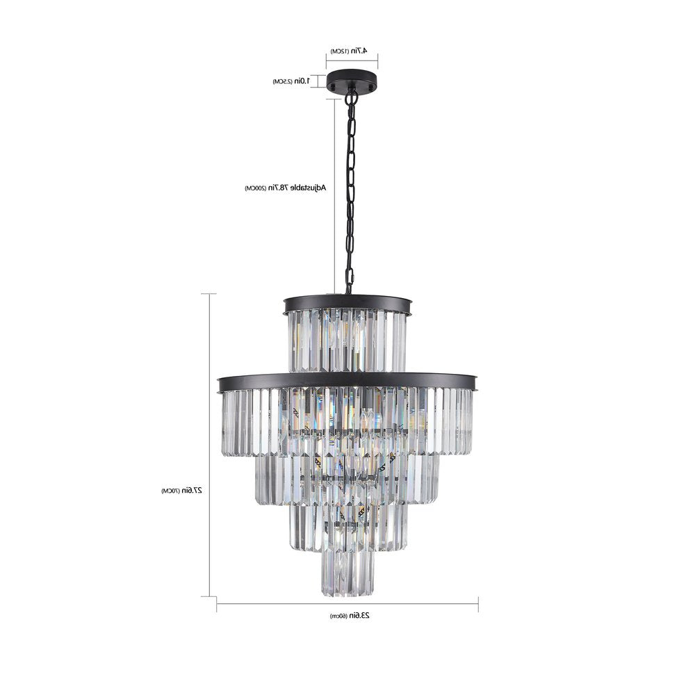 Black Multi Light Metal Chandelier With Black Shades