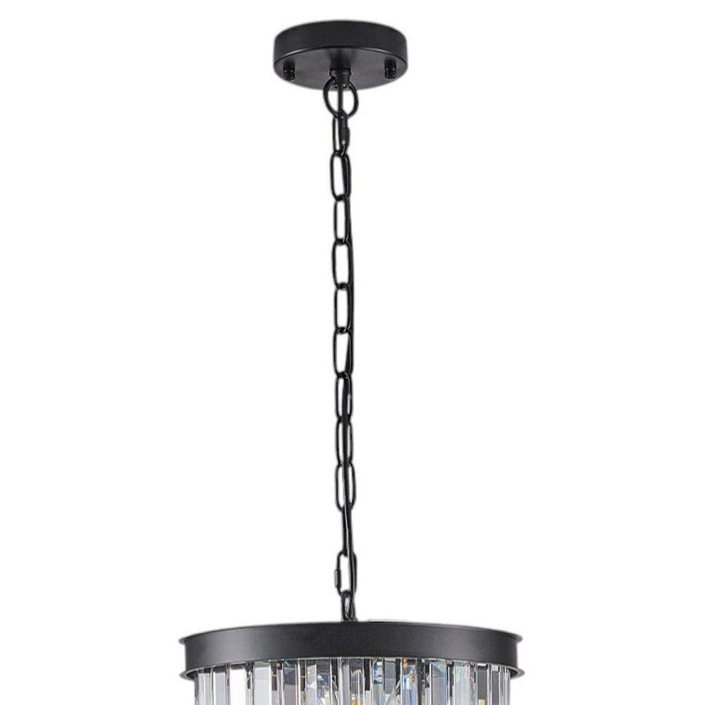 Black Multi Light Metal Chandelier With Black Shades
