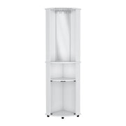 75" White Wood Corner Bar Cabinet With Three Shelves