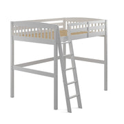 White Slat Solid Wood Full Double Loft Bed