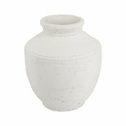 14" White Terracotta Round Jug Vase
