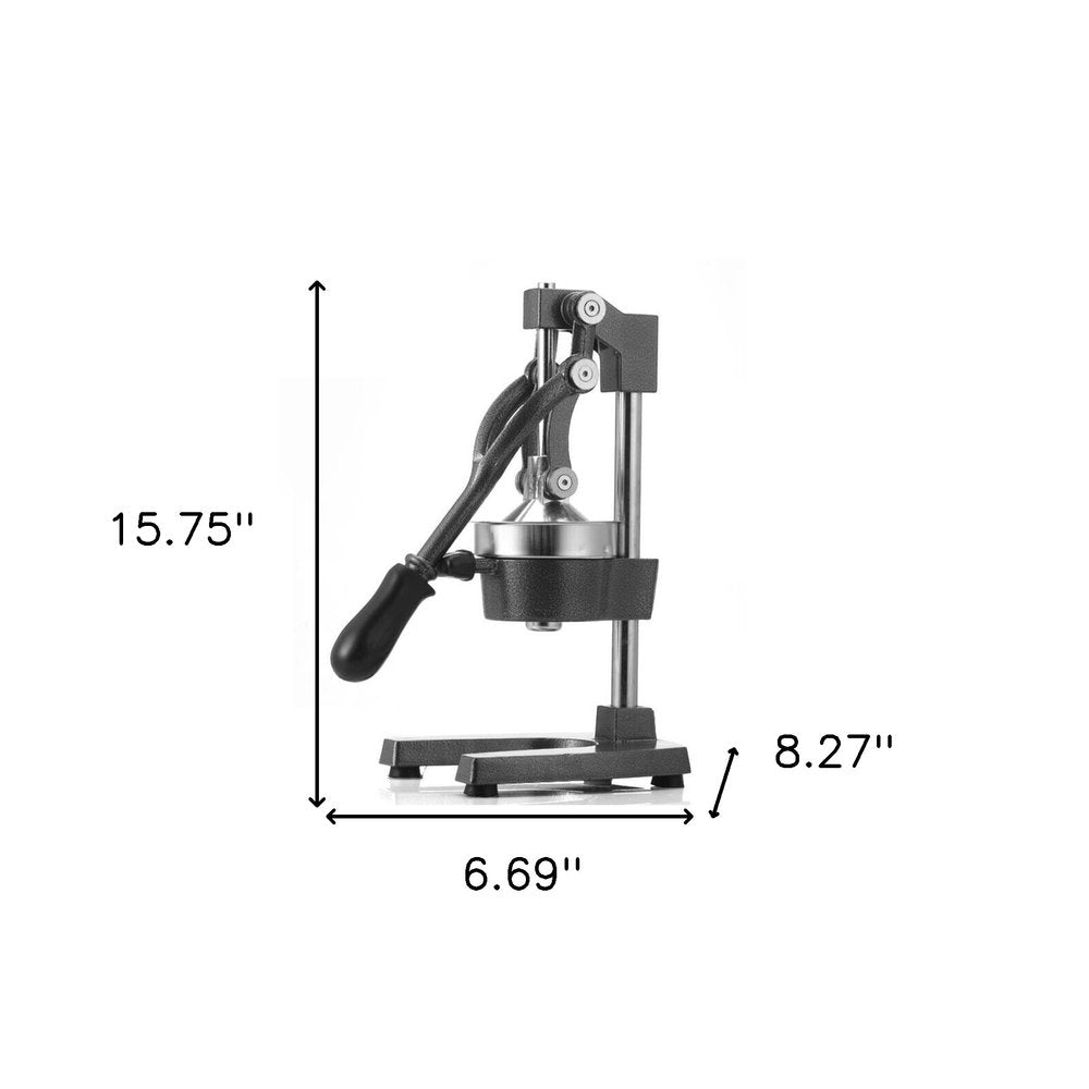 7" Black And Silver Stainless Steel Manual Juicer