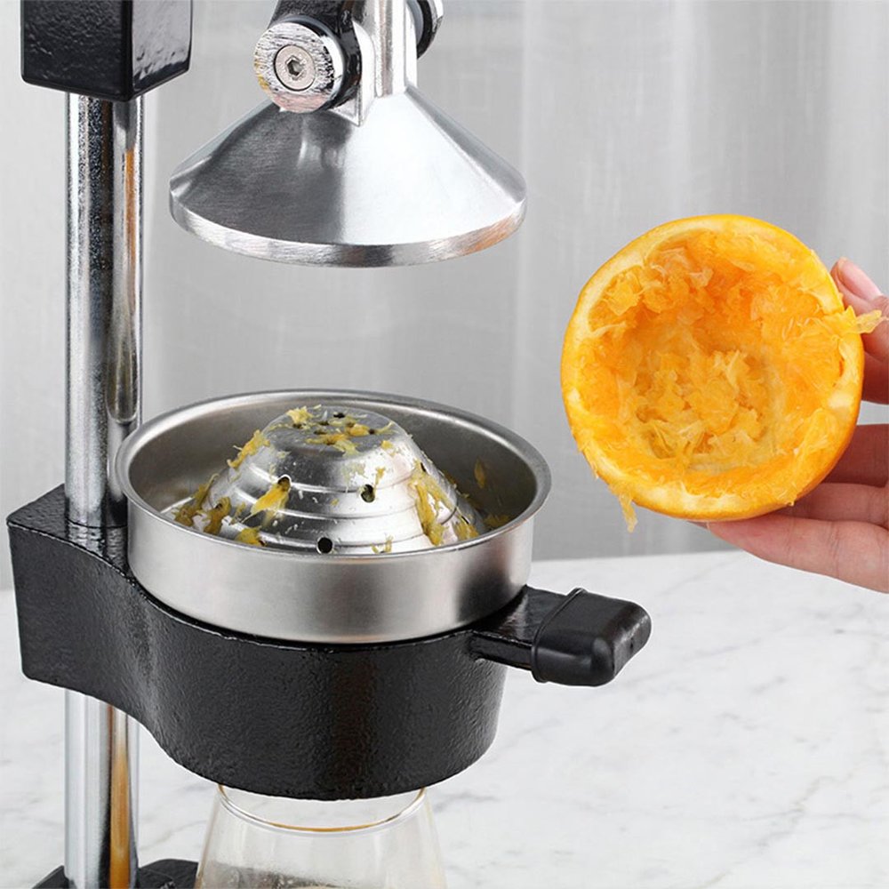 7" Black And Silver Stainless Steel Manual Juicer