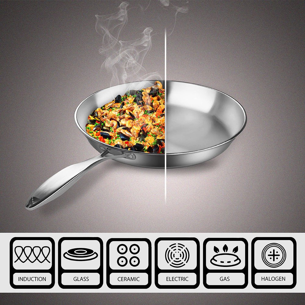 10" Silver Stainless Steel Frying Pan