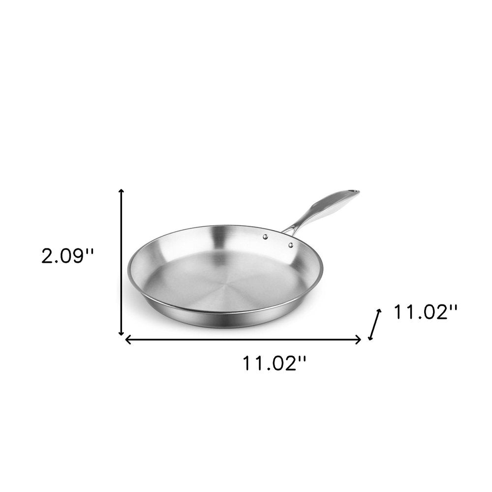 11" Silver Stainless Steel Frying Pan