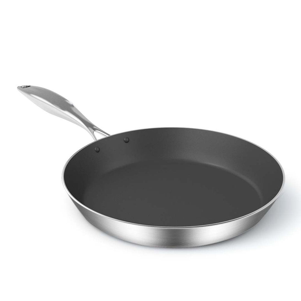 9" Black And Silver Stainless Steel Frying Pan