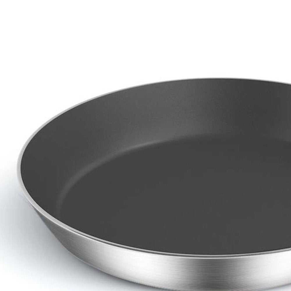9" Black And Silver Stainless Steel Frying Pan