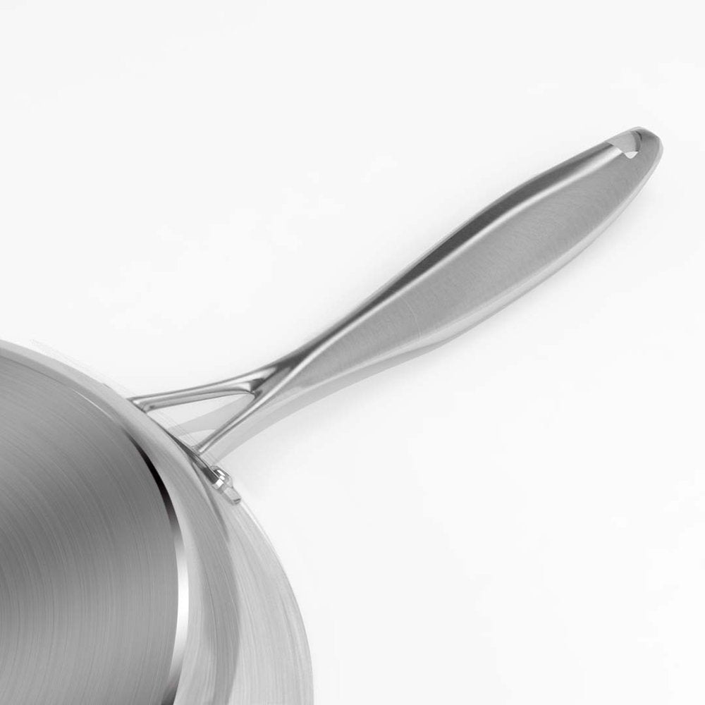 12" Black And Silver Stainless Steel Frying Pan