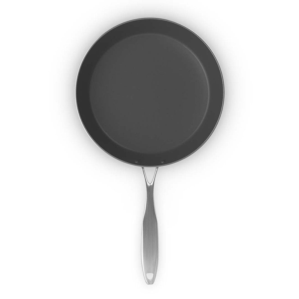 13" Black And Silver Stainless Steel Frying Pan